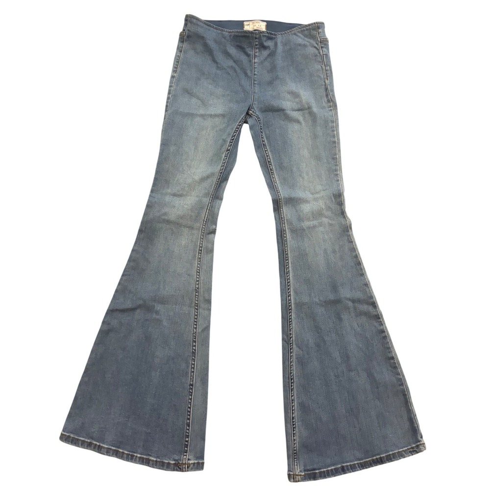 Free People SZ 28 Jeans Just Float on Flare Bermondsey Blue Hi-Rise-We The Free